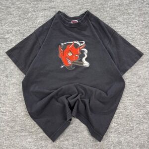 Chaser Coop Smoking Devil Graphic T-Shirt Mens Medium Black Short Sleeve Tee